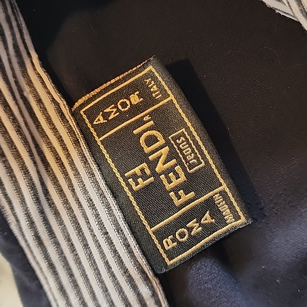 Fendi Roma Made in Italy Navy Polo Shirt Women’s IT 42 Contrast Stripe Trim - Picture 3 of 14